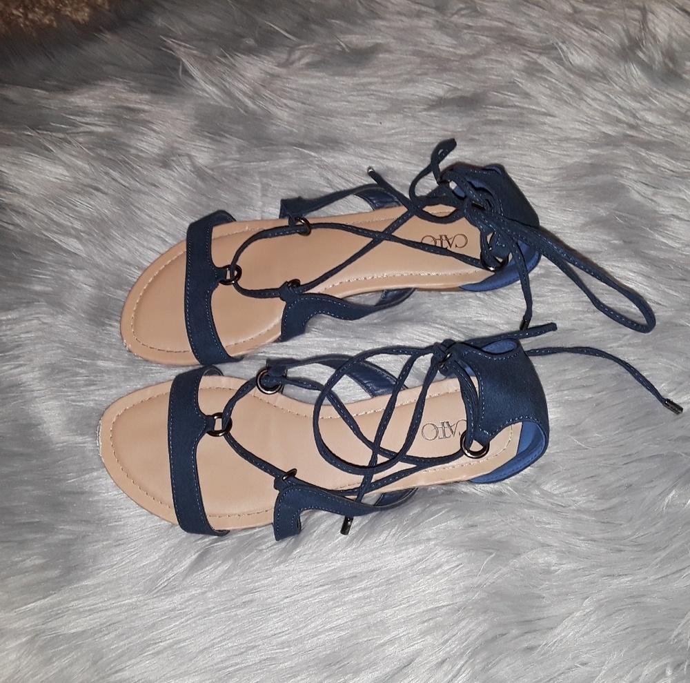 Navy Lace Up Sandals